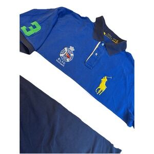 Polo Ralph Lauren Men's 2XLT Blue Multi‎ Classic Fit Big Pony Yacht Club Polo